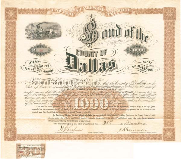 Bond of the County of Dallas